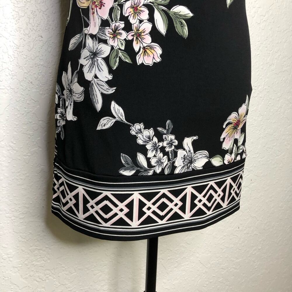 WHBM black white pink floral sleeveless cowl neck top size Extra Small XS - Picture 4 of 13